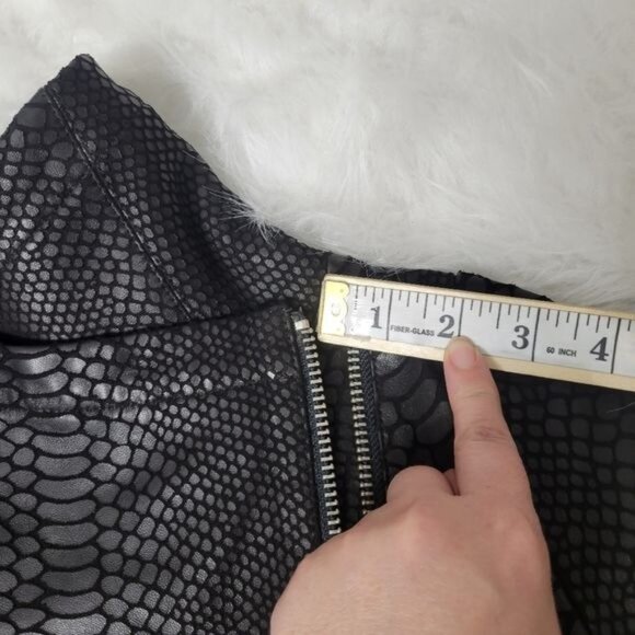 Generation Love Black Leather Reptile Textured Moto Jacket Small - Picture 7 of 11